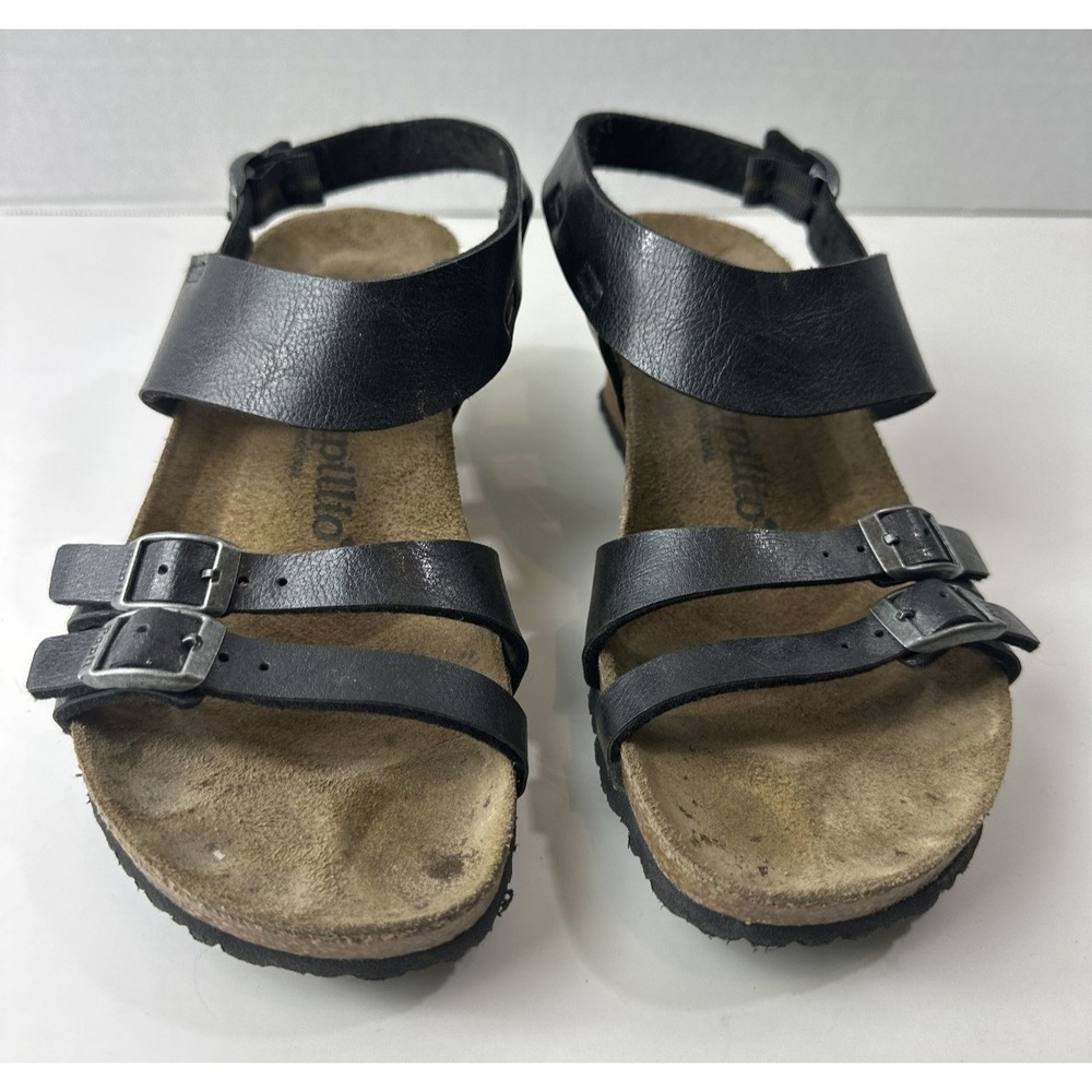 Birkenstock Papillio Ellen Wedge Sandals Women's 39 US 8 - 8.5 Black Strappy - Picture 12 of 12